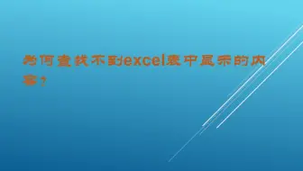 为何查找不到excel表中显示的内容？