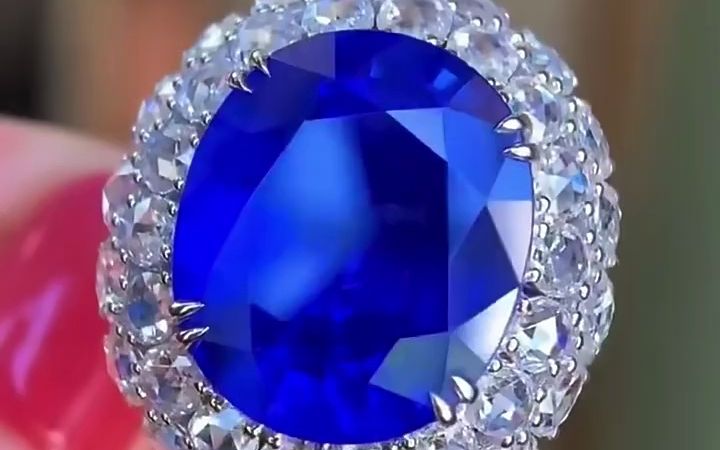 主石16克拉多天然无烧斯里兰卡蓝宝石戒指矢车菊晶体干净18k