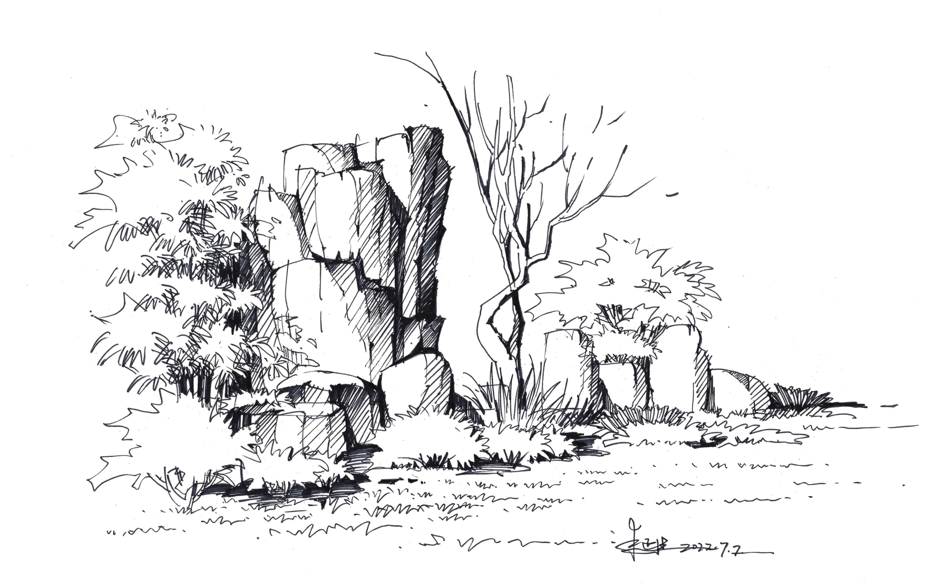 景观小场景手绘