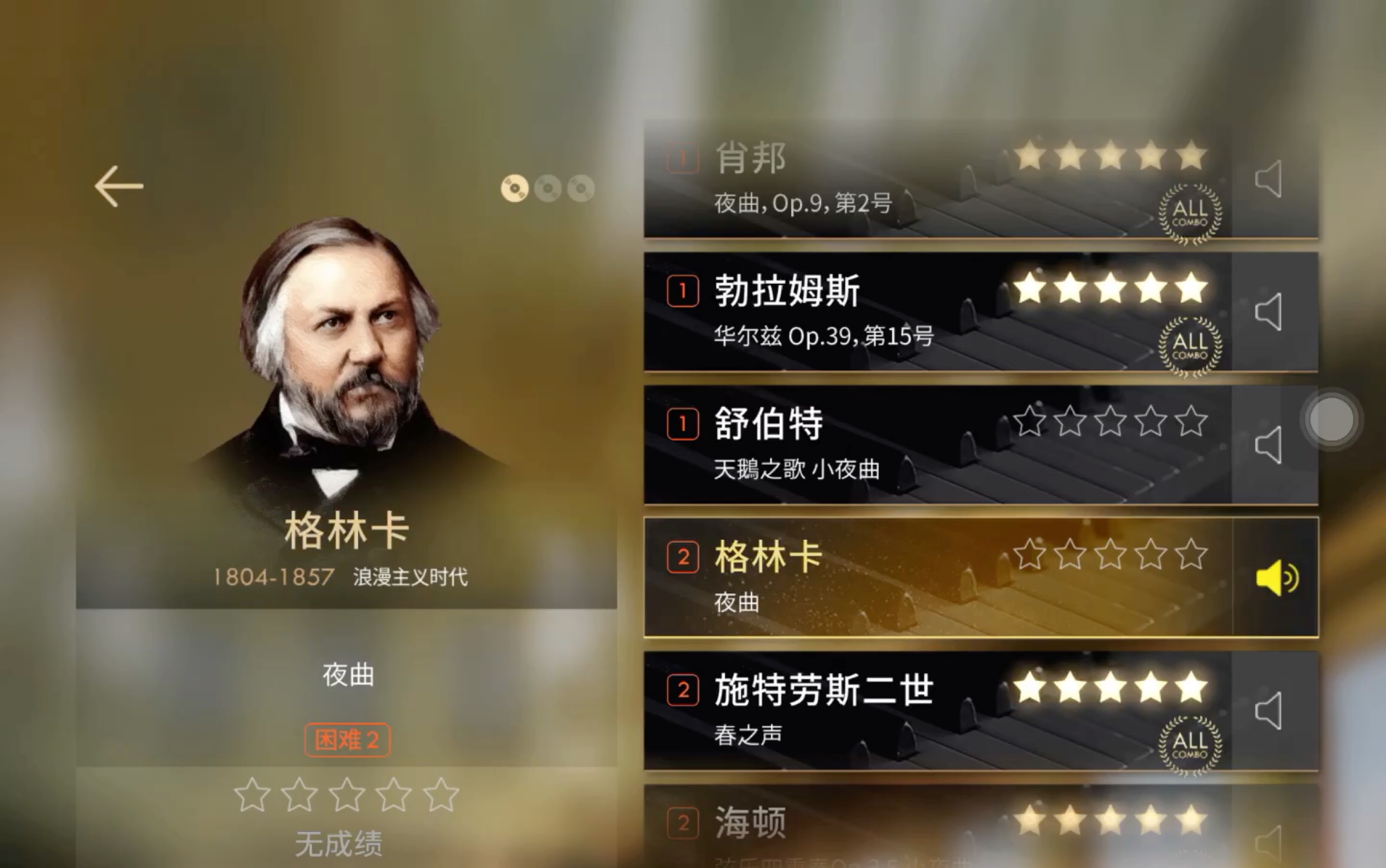 钢琴师 格林卡 夜曲