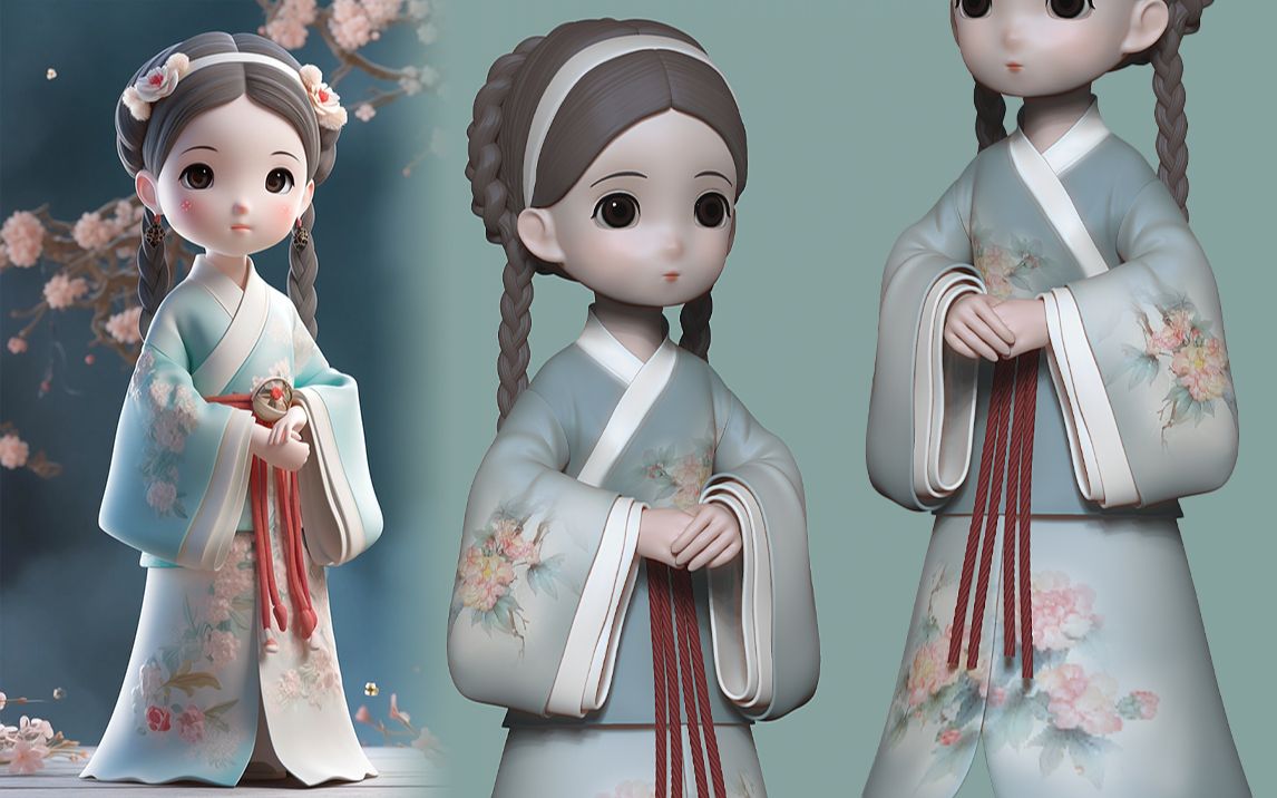 【3d】一个教程教你如何建模可爱二次元古风小姐姐 zbrush手办模型