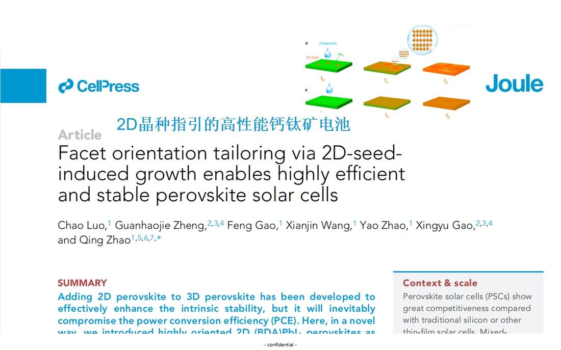 Joule维度混合钙钛矿太阳能电池:二维DJ钙钛矿晶种诱发三维薄膜的定向结晶哔哩哔哩bilibili