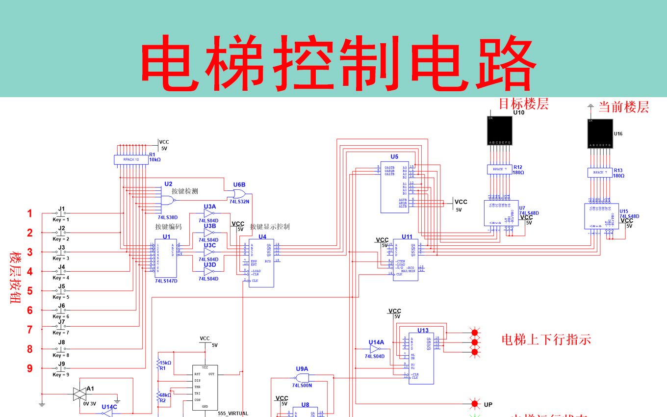 简易电梯控制电路(含Multisim仿真和报告)哔哩哔哩bilibili