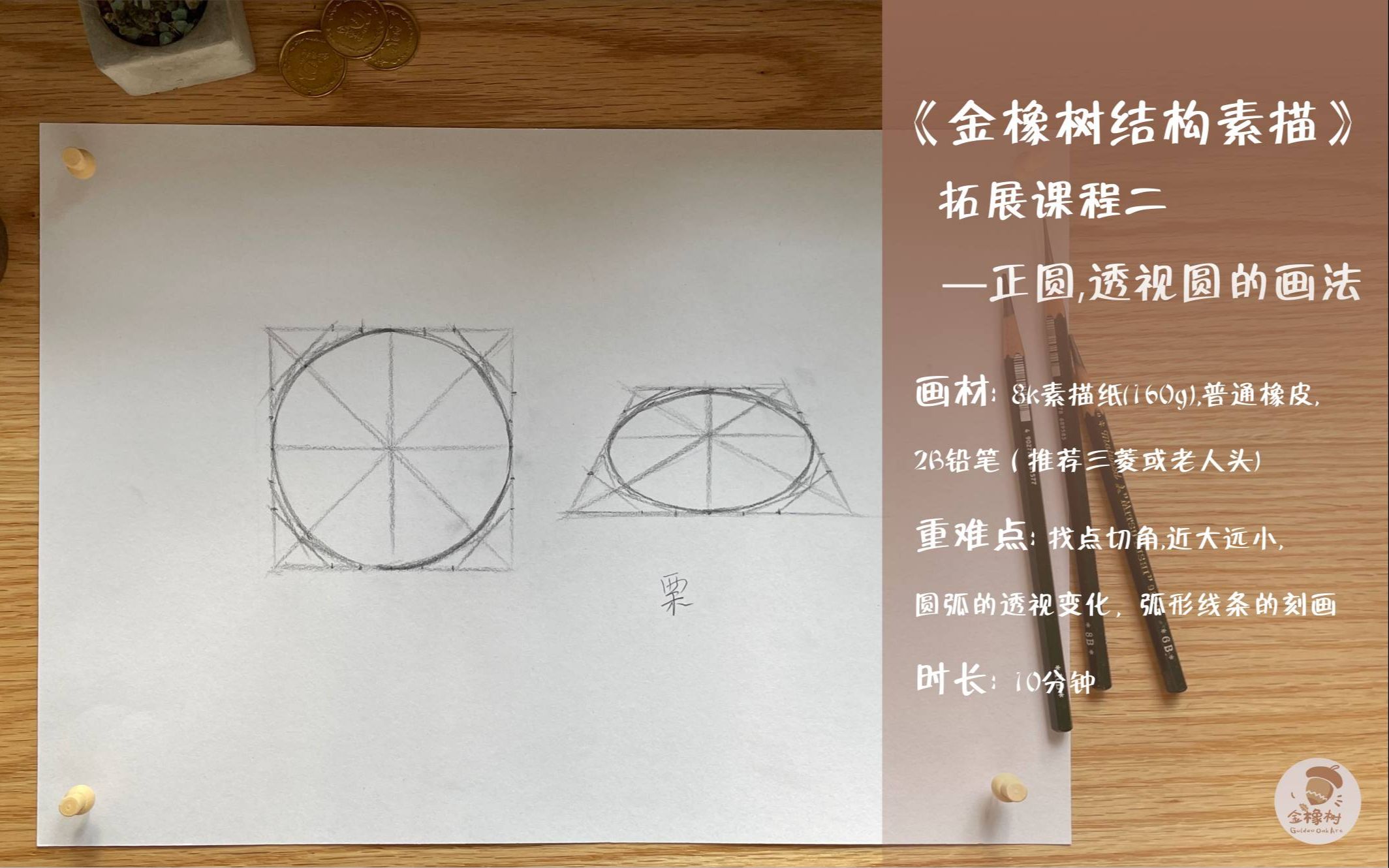 9.金橡树绘画结构素描拓展课程二正圆、透视圆的画法哔哩哔哩bilibili