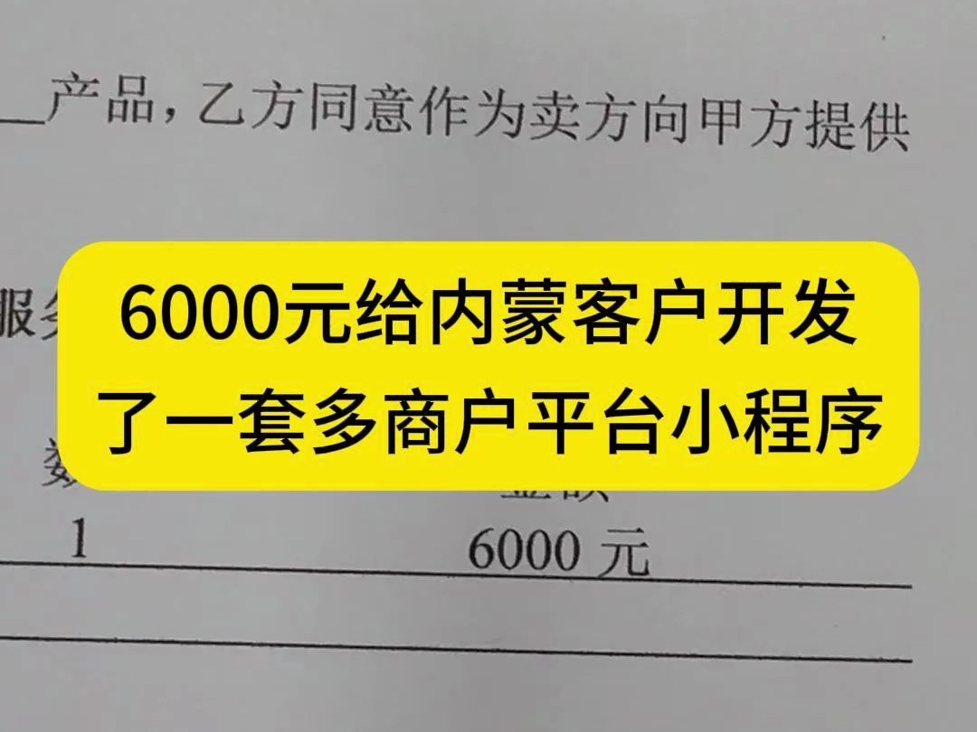 6000元给内蒙客户开发了一套多商户平台小程序#小程序开发 #APP开发 #软件开发 #外卖平台小程序哔哩哔哩bilibili