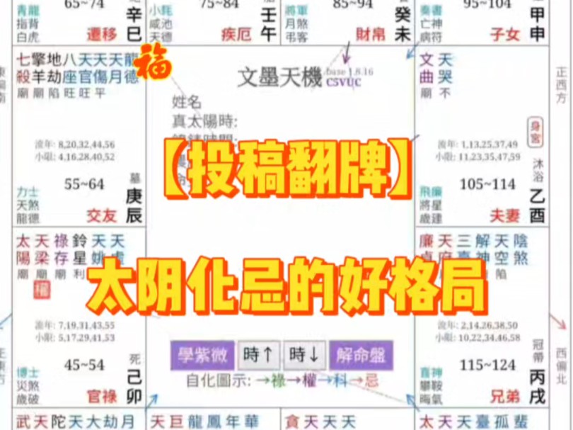 紫微斗数之太阴化忌的好格局哔哩哔哩bilibili