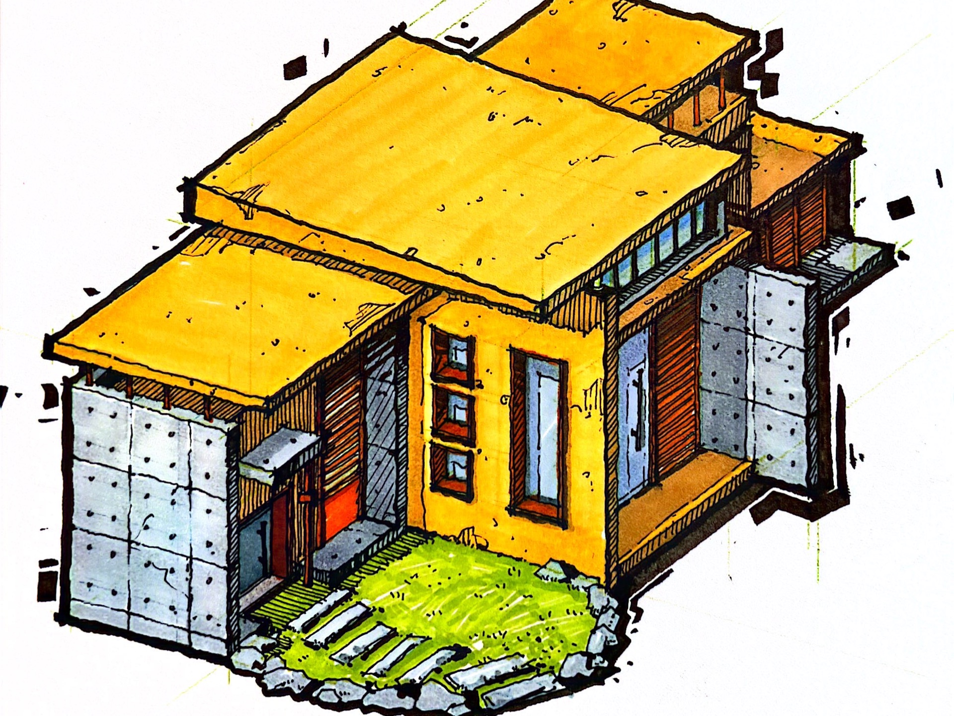 建筑插画|积木的穿插组合哔哩哔哩bilibili