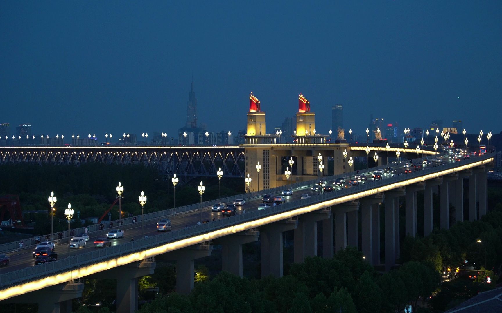 【南京长江大桥夜景】1分40秒纯享版 摄于桥北万象汇