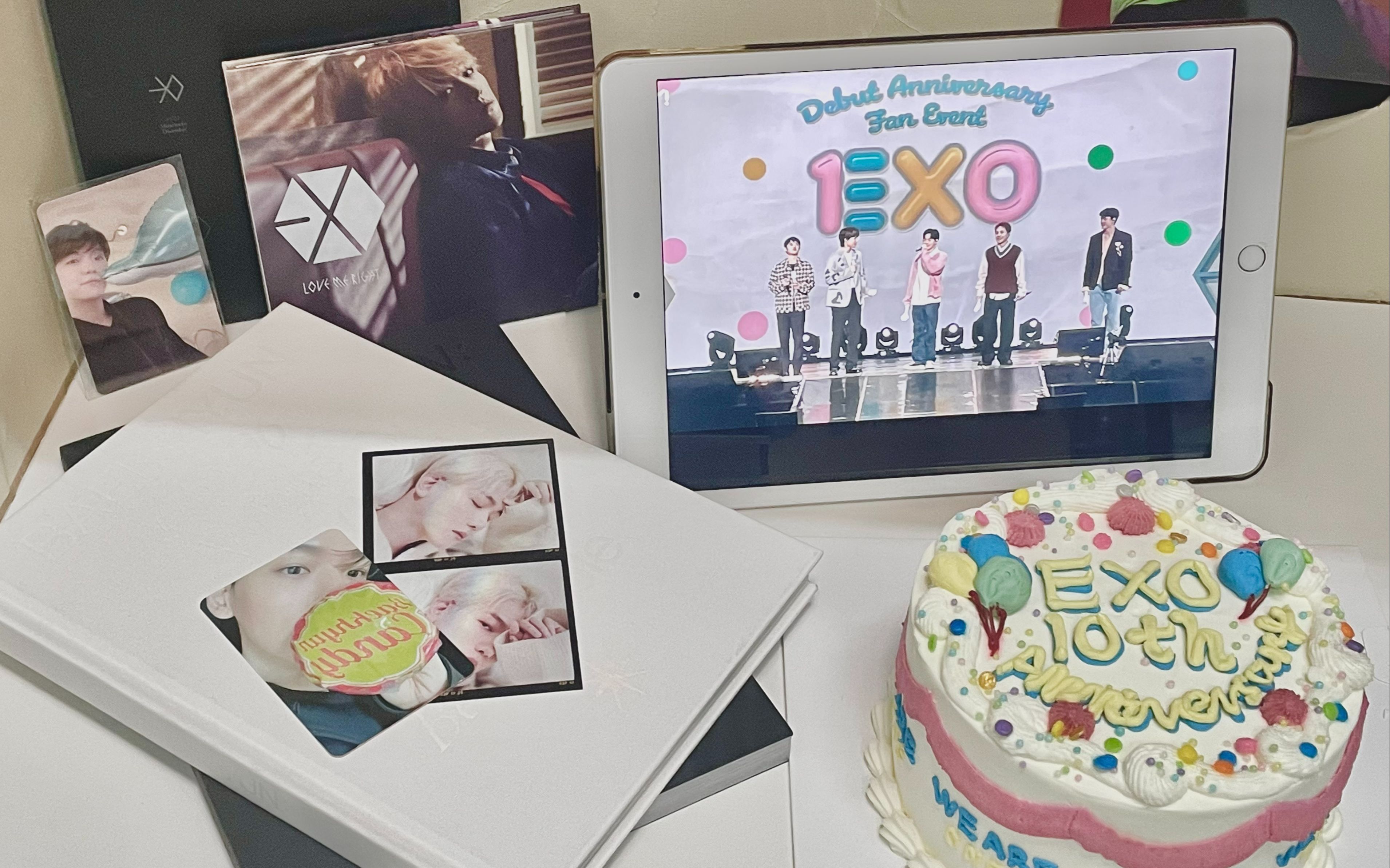 dorisvlog|exo十周年线上见面会记录|复刻蛋糕|十周年快乐_哔哩哔哩