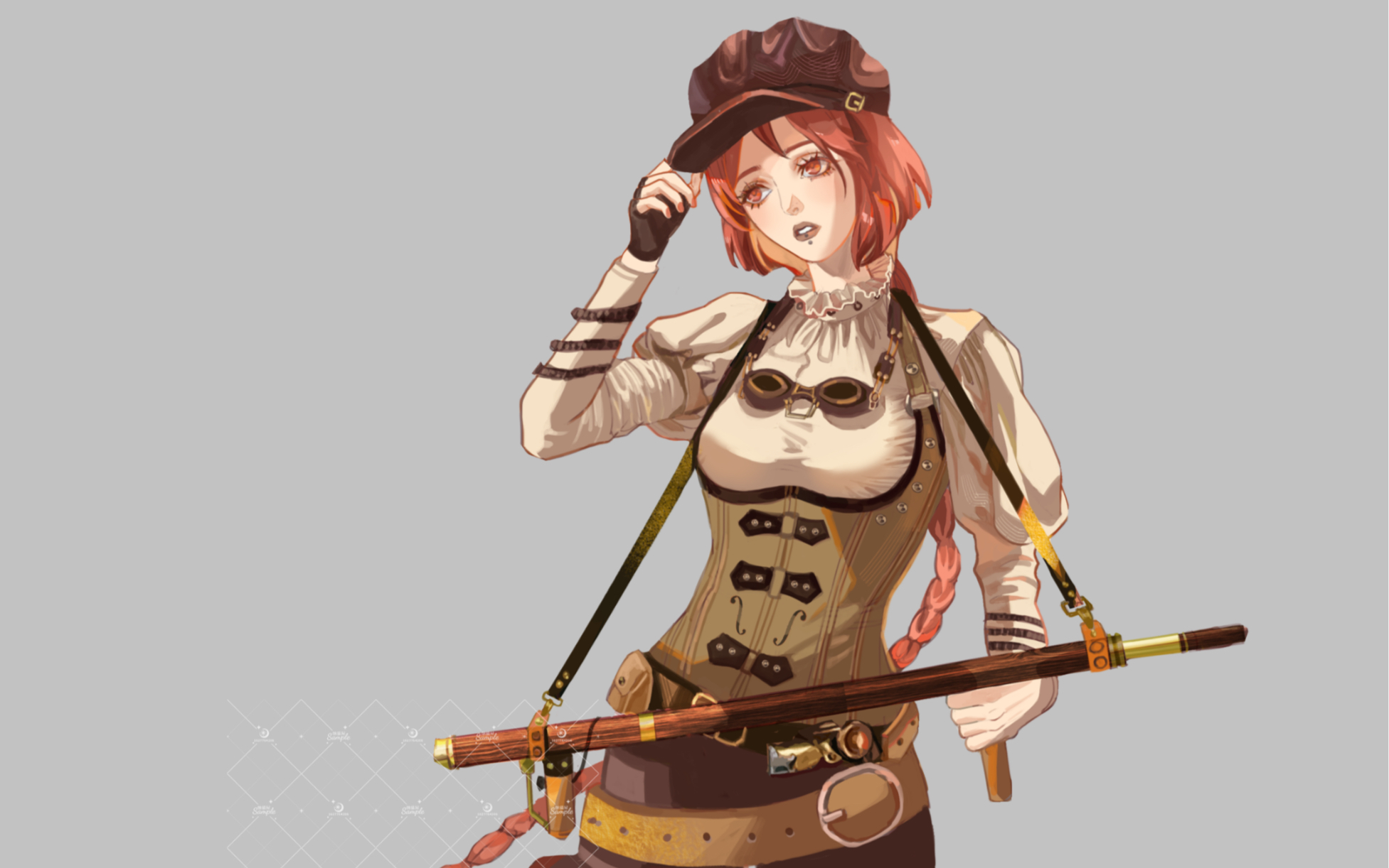 【ps板绘】蒸汽朋克少女 立绘 绘画过程