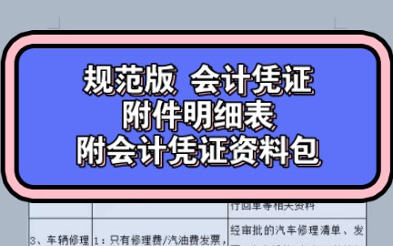 新人会计收好:规范版会计凭证附件明细表,附会计凭证资料包哔哩哔哩bilibili