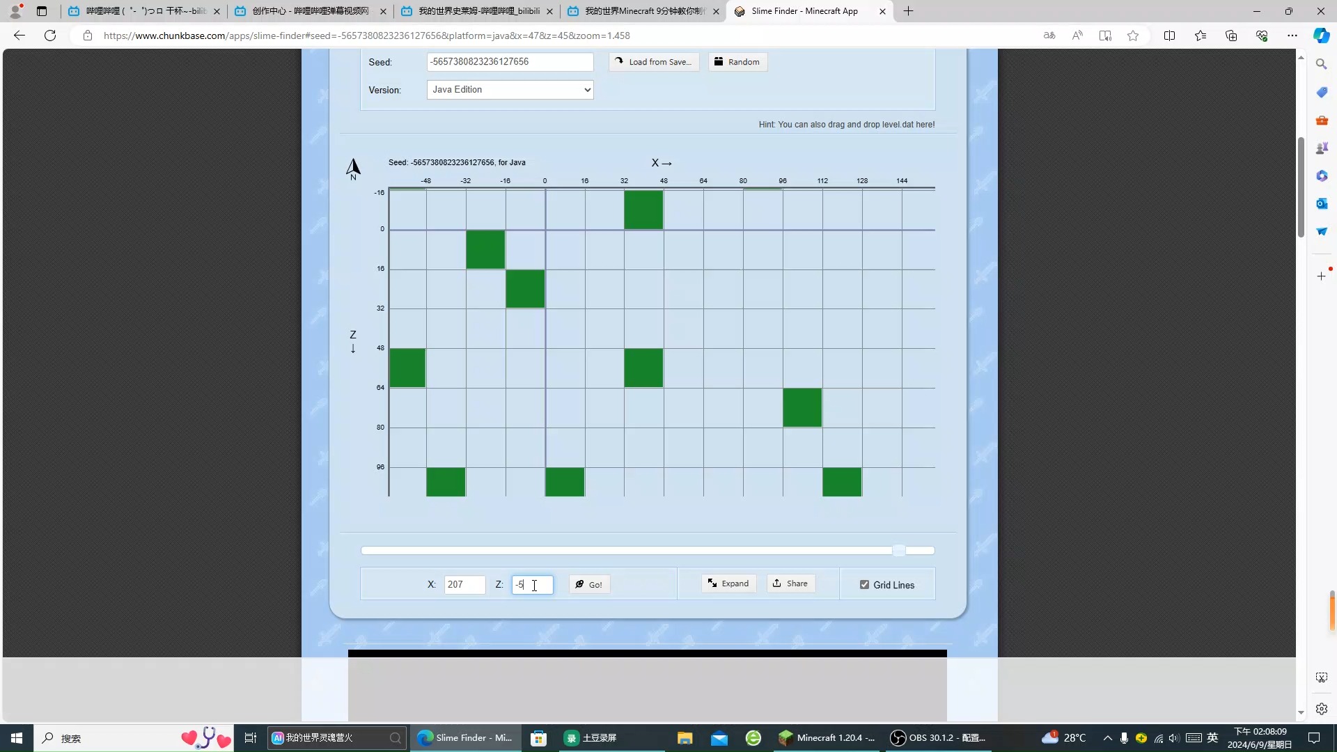 我的世界原版单人生存第二季第六期:我要做史莱姆农场,用chunkbase寻找了史莱姆刷新的区块和末地遗迹出现的位置哔哩哔哩bilibili我的世界
