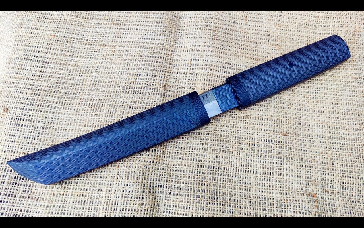 【手工】用链锯条制作一把碳纤柄乌兹钢短刀 | 作者:fz- making