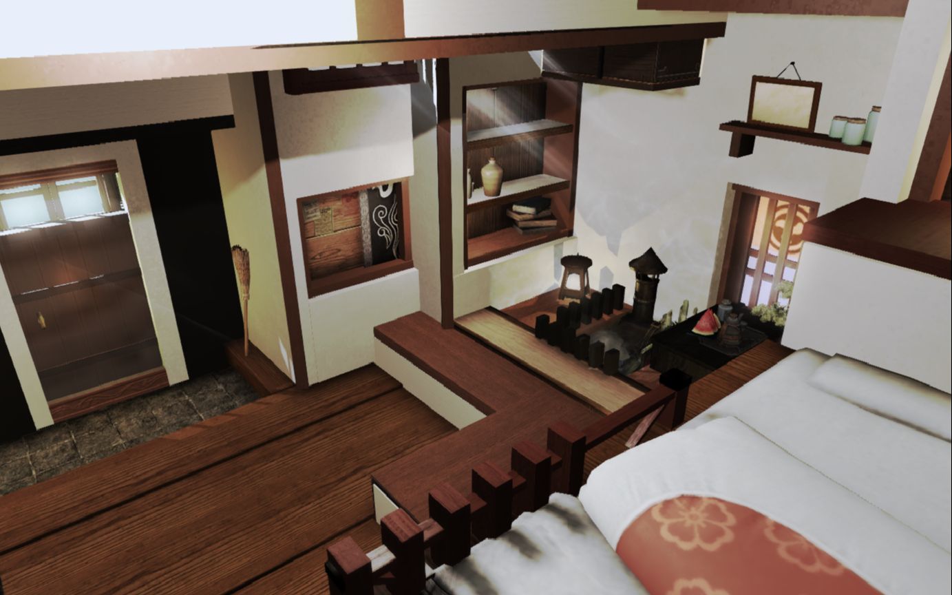 ff14装修 现代白棕和风肥宅小阁楼s房 无滤镜