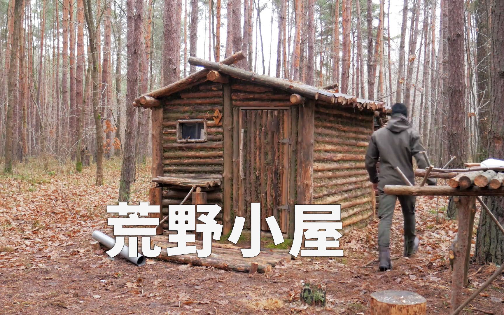 [图]男人花了两年时间生活在野外，不仅拥有两室一厅的小屋，还有花园和果园