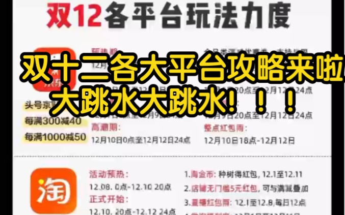 双十二各大平台攻略合集来啦!!大跳水??!哔哩哔哩bilibili