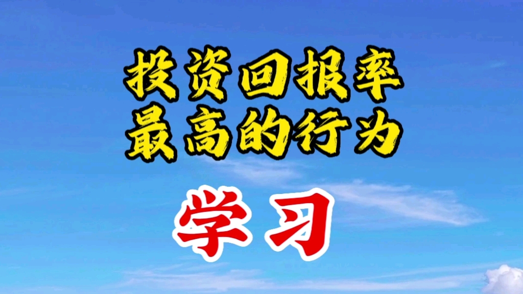 你知道什么投资回报率最高吗?投资回报率最高的行为——学习哔哩哔哩bilibili