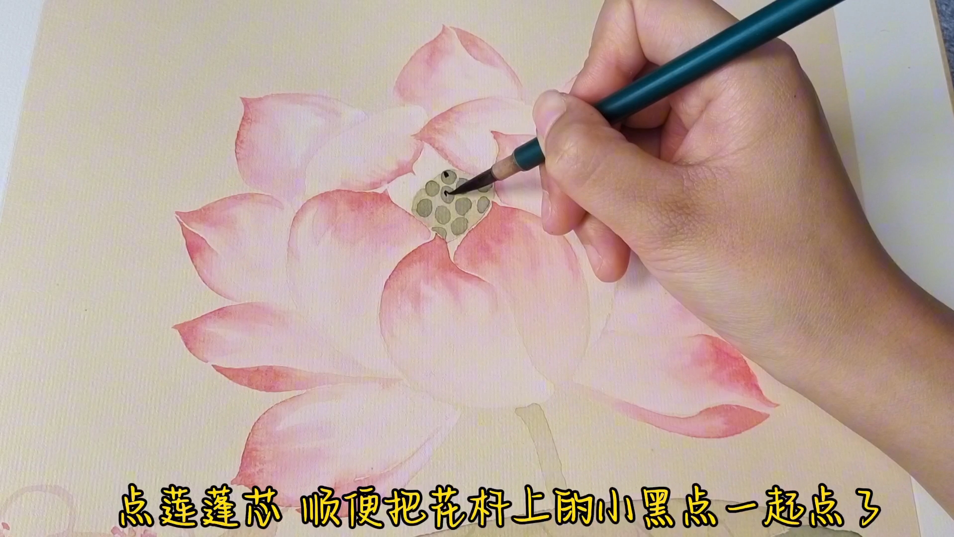 [图]没骨画006‖荷花的详细教学画法