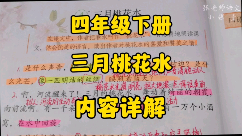 四年级下册:《三月桃花水》指的是什么呢?一起走进课文通过优美语句体会她得魅力吧!哔哩哔哩bilibili