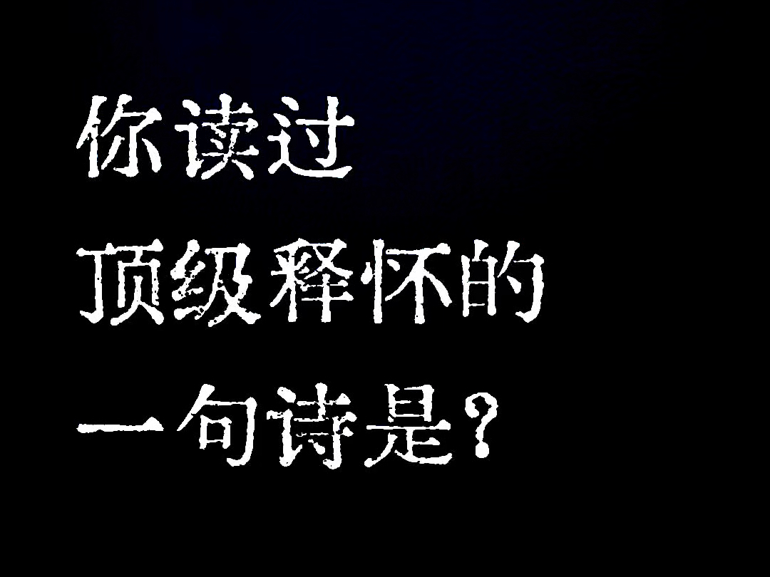 “你读过顶级释怀的一句诗是?”哔哩哔哩bilibili