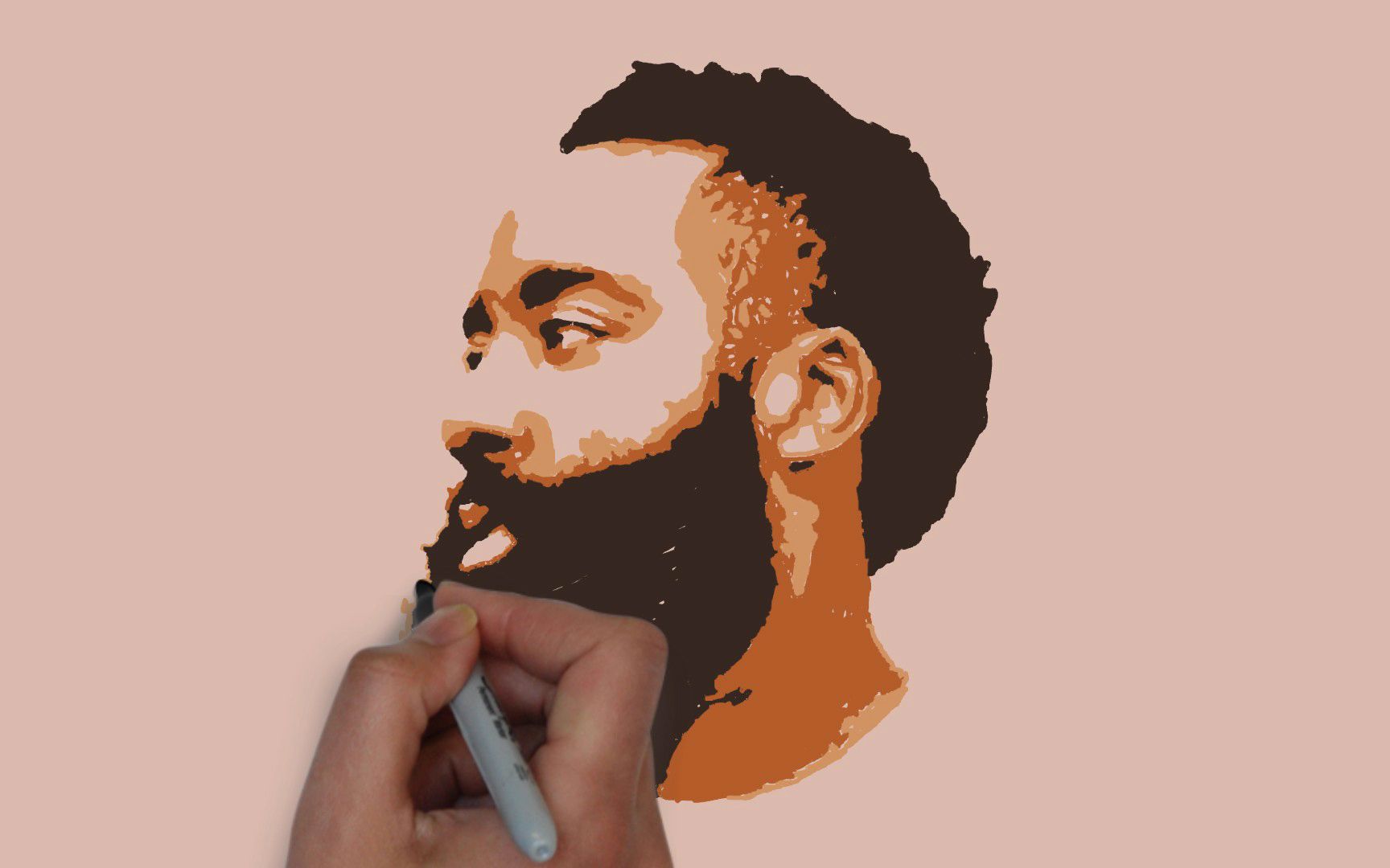 手绘胡子球手 哈登_哔哩哔哩 (゜-゜)つロ 干杯~-bilibili