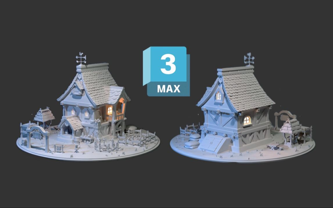【3dmax建模】简单场景模型制作案例,3dmax新手场景建模全流程教程