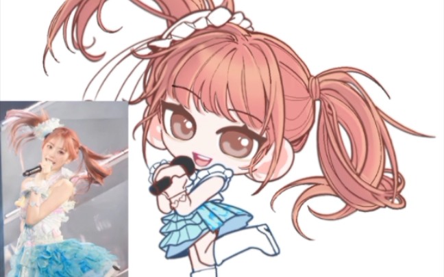 【指绘】这么可爱真是抱歉~小樱花粉发双马尾造型q版绘 过程