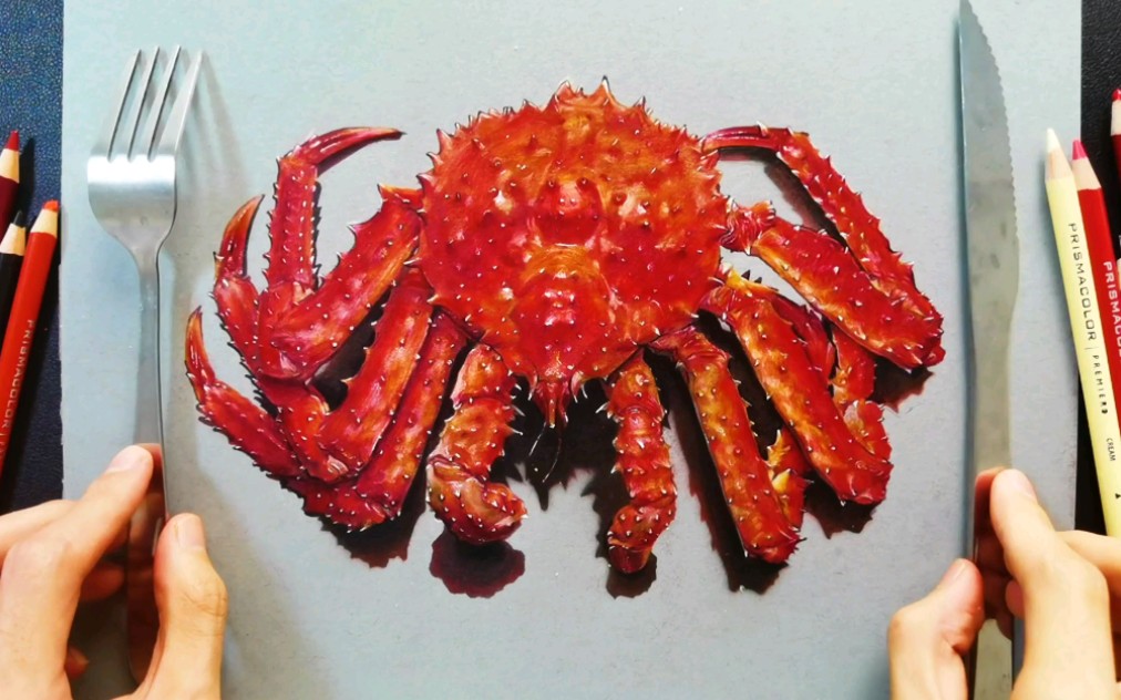 【手绘】画一只帝王蟹!抽奖福利【水自闲】全系毛笔