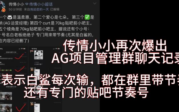 傳情小小曝出ag項目管理群聊天記錄並且爆出每個人的名字