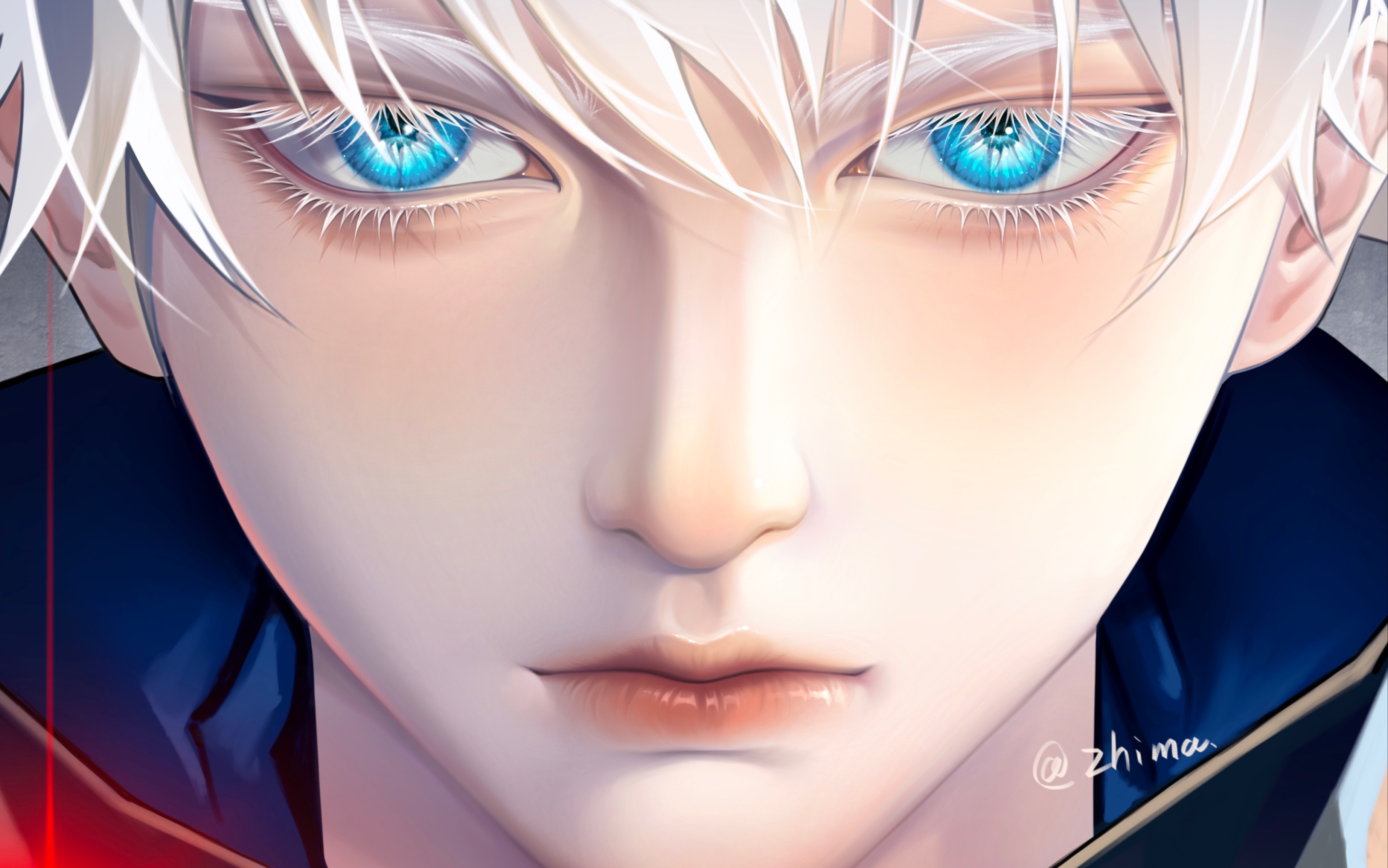 今天的五条悟老师有点害羞-ipad眼睛绘画过程