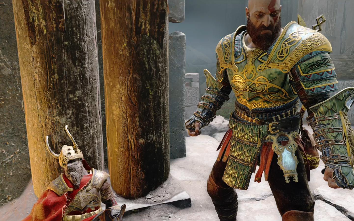 这细节真棒!一周目布洛克套装与矮人国王_战神4