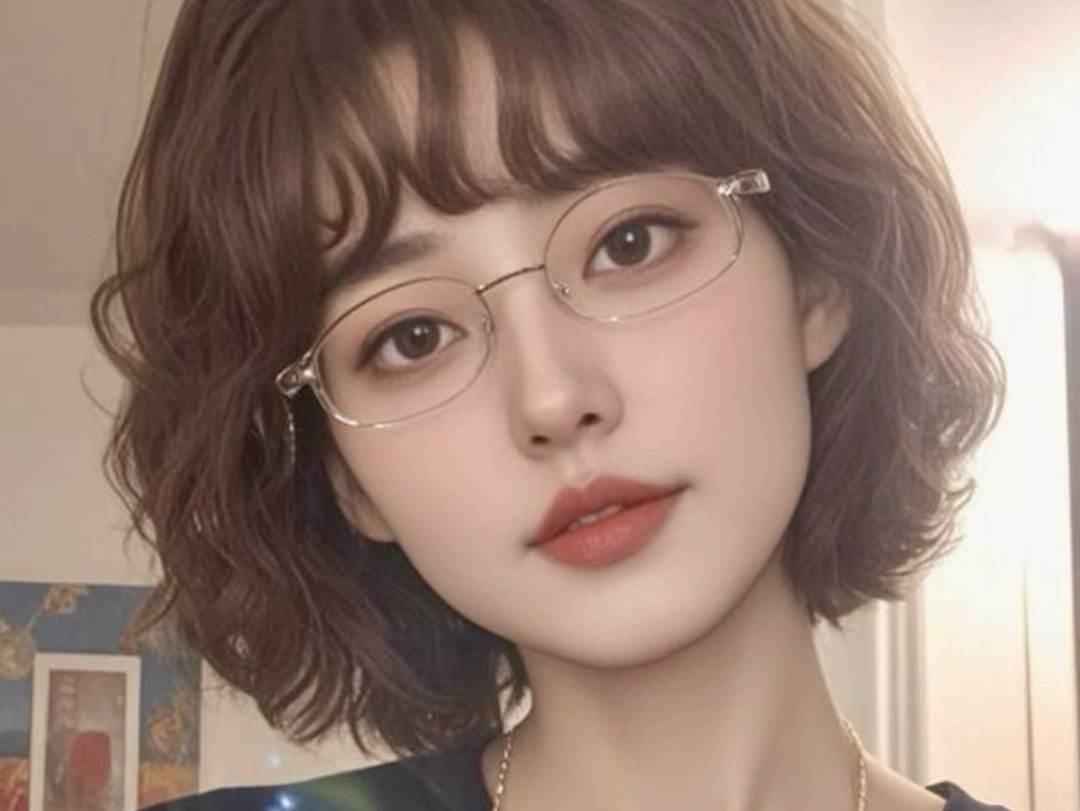 女生短发烫发,法式蛋卷头