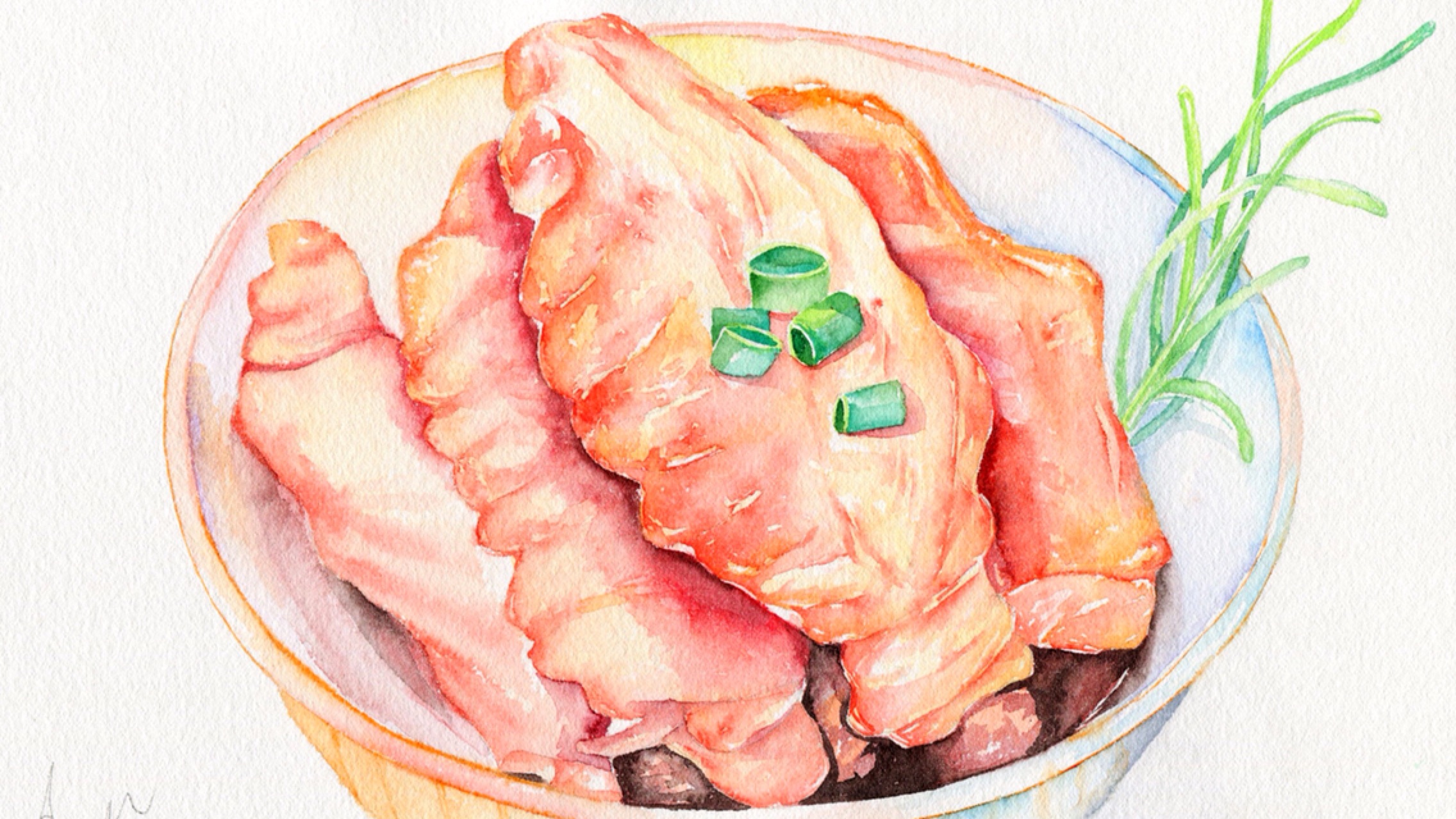 [水彩]无肉不欢-茄汁鸡翅《水彩美食-你看起来很美味》手绘水彩美食