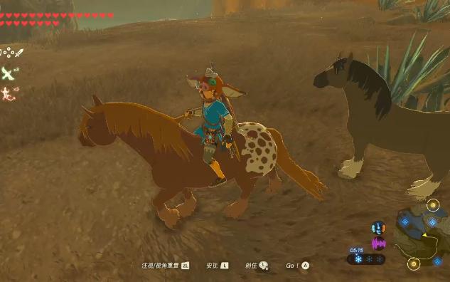 《塞尔达传说:旷野之息》林克骑两匹马表演马术