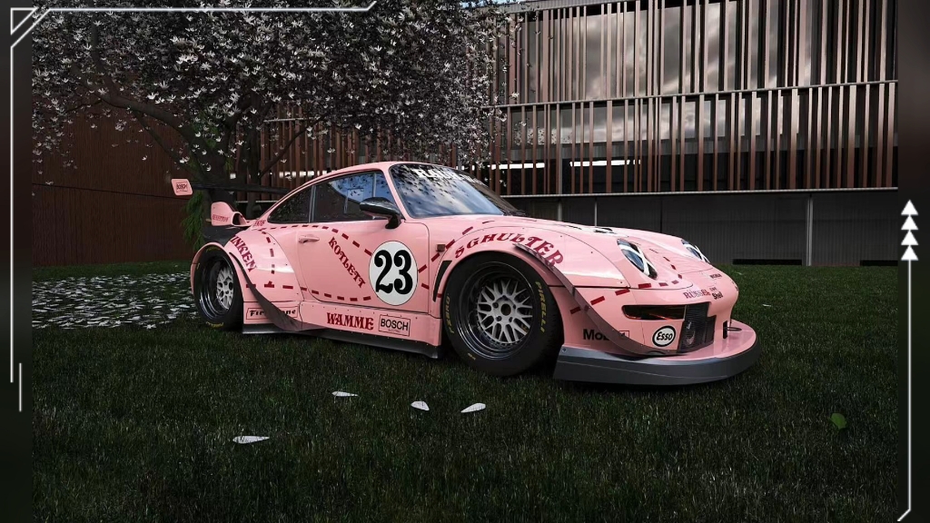 保时捷993车身贴膜彩绘涂装 粉猪上线