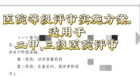 医院等级评审实施方案,适用于二甲、三级医院评审哔哩哔哩bilibili