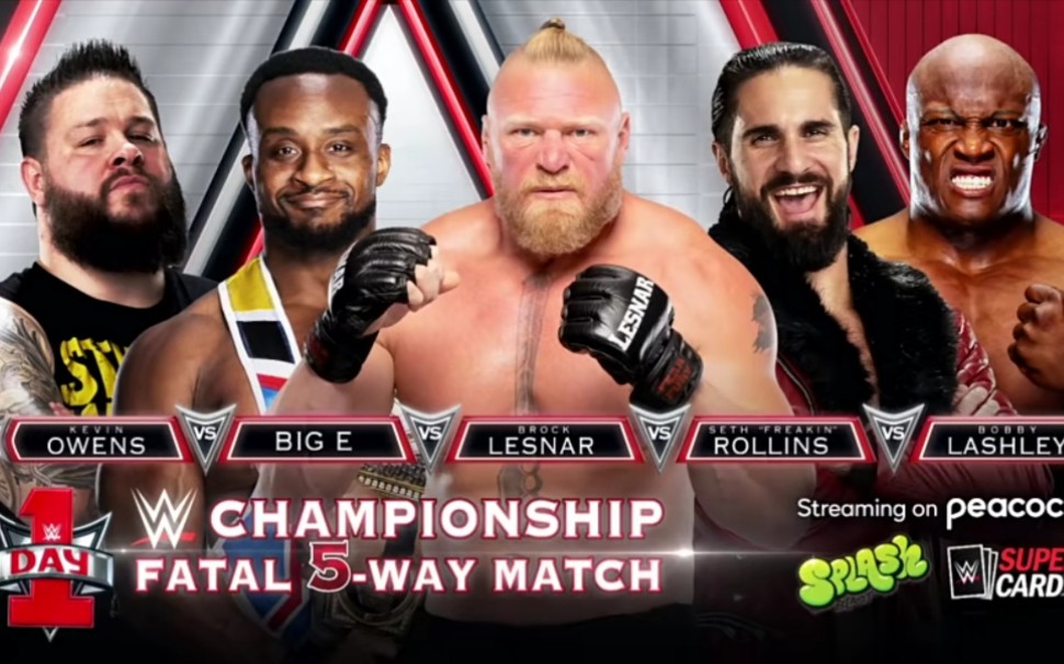 Owens vs. Big E vs. Lesnar vs. Rollins vs. Lashley 2022.01.01哔哩哔哩bilibili