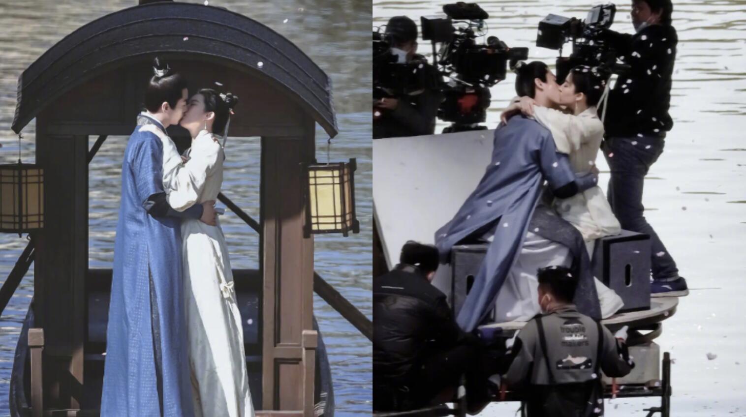 刘亦菲陈晓梦华录路透曝光两人船头相拥接吻画面唯美浪漫