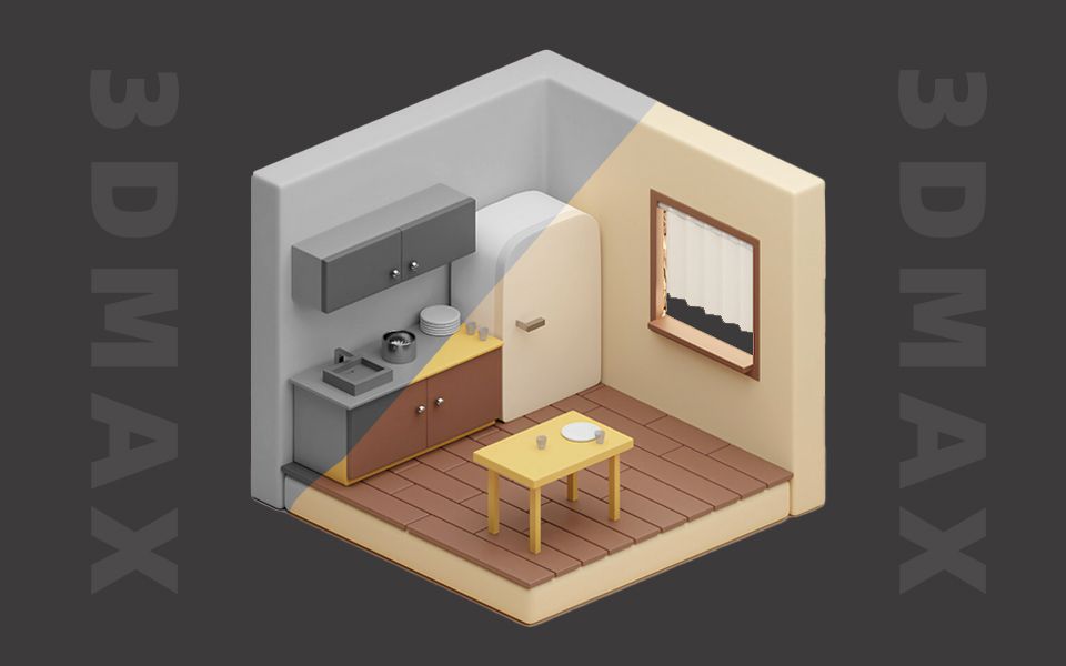 【3dmax建模】10分钟学会小场景制作,新手也能做的简单小案例