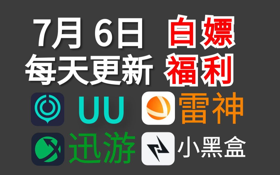 ...播口令兑换码7月6日,雷神加速器、UU加速器、迅游加速器、炽焰/NN/奇妙/小黑盒/奇游/暴喵/CC/奇游/月轮/福利,口令兑换码兑换教程网络游戏热门视频