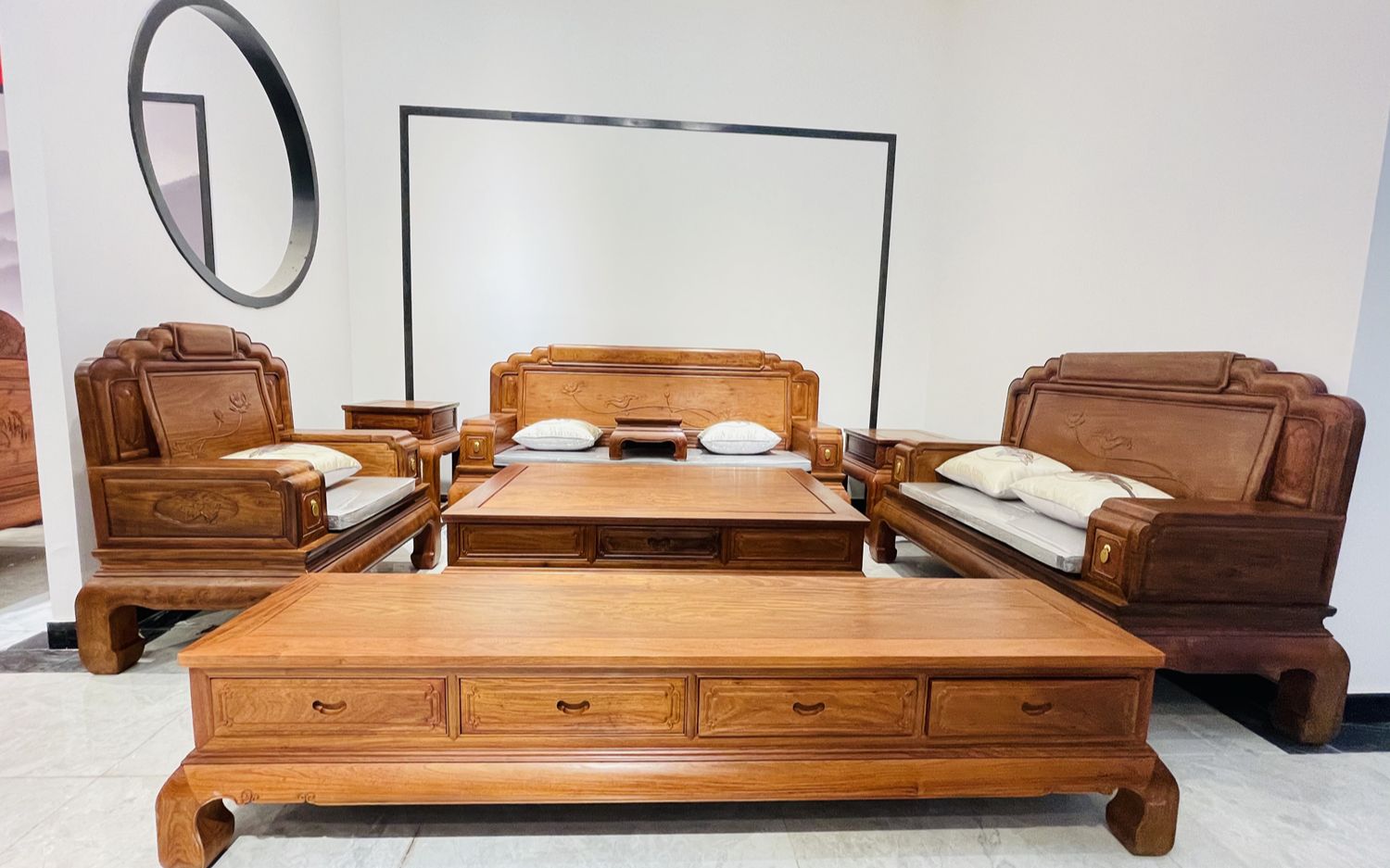 臻匠红木带你欣赏缅甸花梨木荷韵123沙发