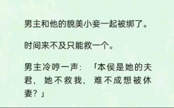 男主和他的美貌小妾同时被绑,绑匪说只能救一个,看着男主和哭的委屈的小妾,美人这么可怜,怎么能不救美人呢?哔哩哔哩bilibili