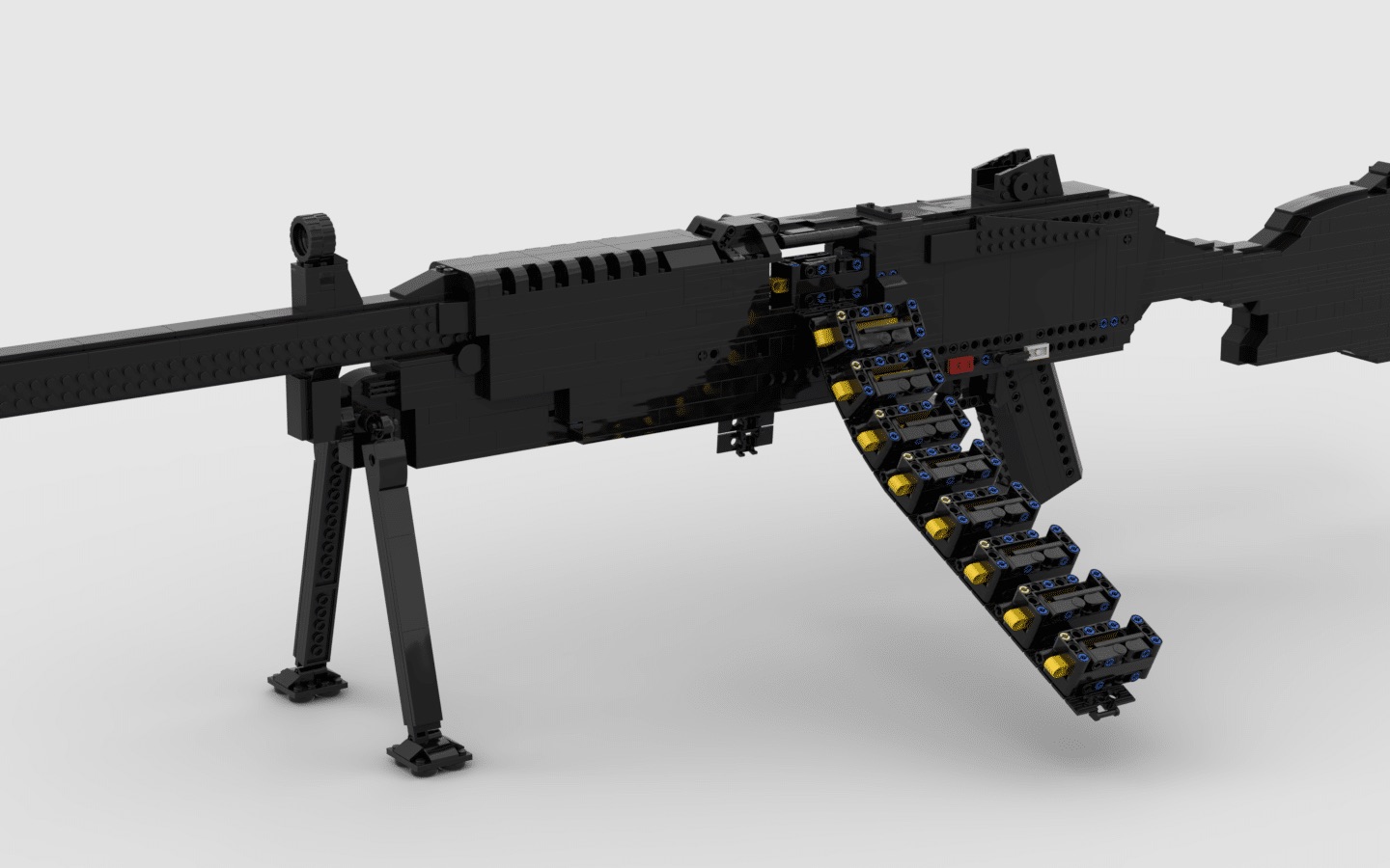 乐高枪moc m249 lmg 全自动弹链供弹射击 高颜值 