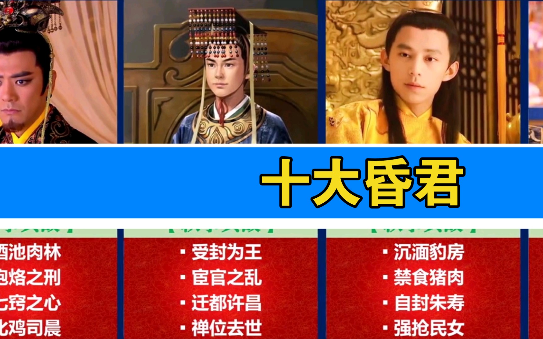 历史上十大昏君隋炀帝竟然排最后