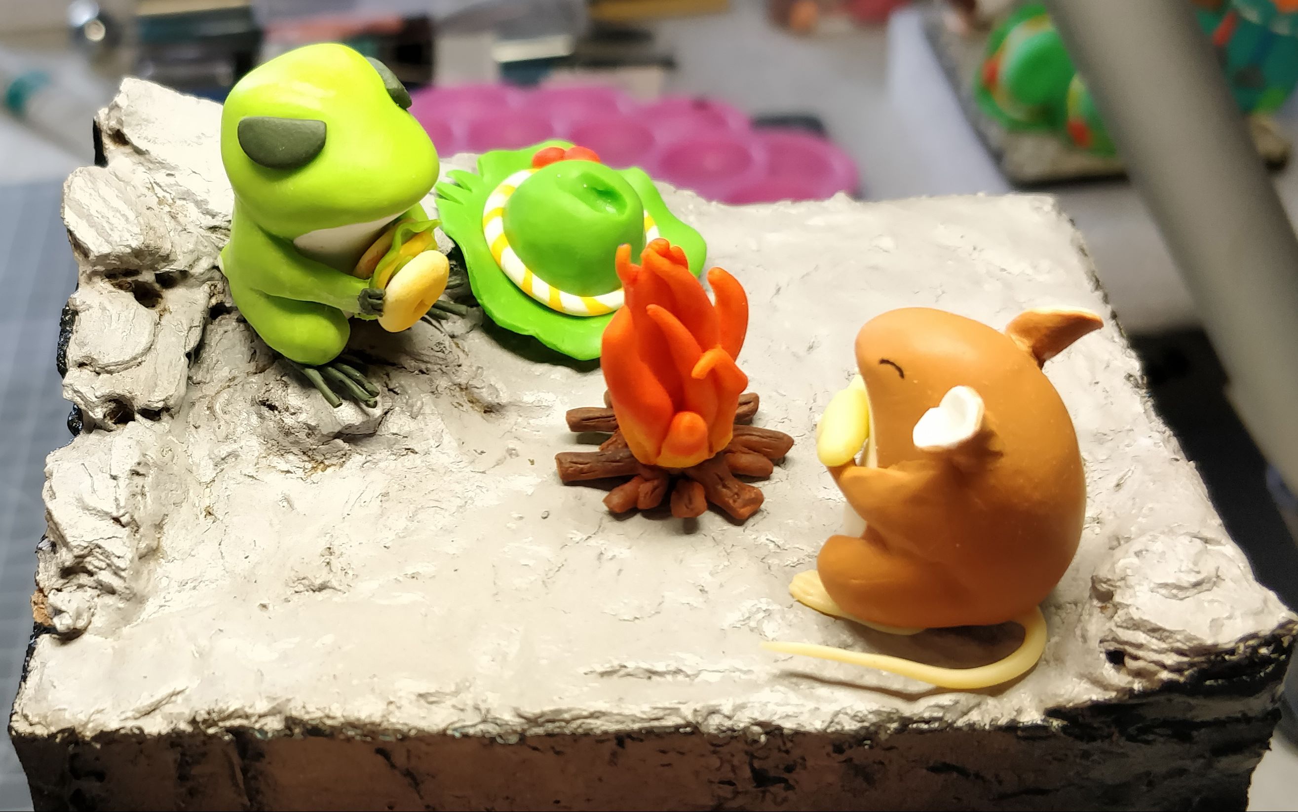 【软陶】来做一个旅行青蛙立体明信片