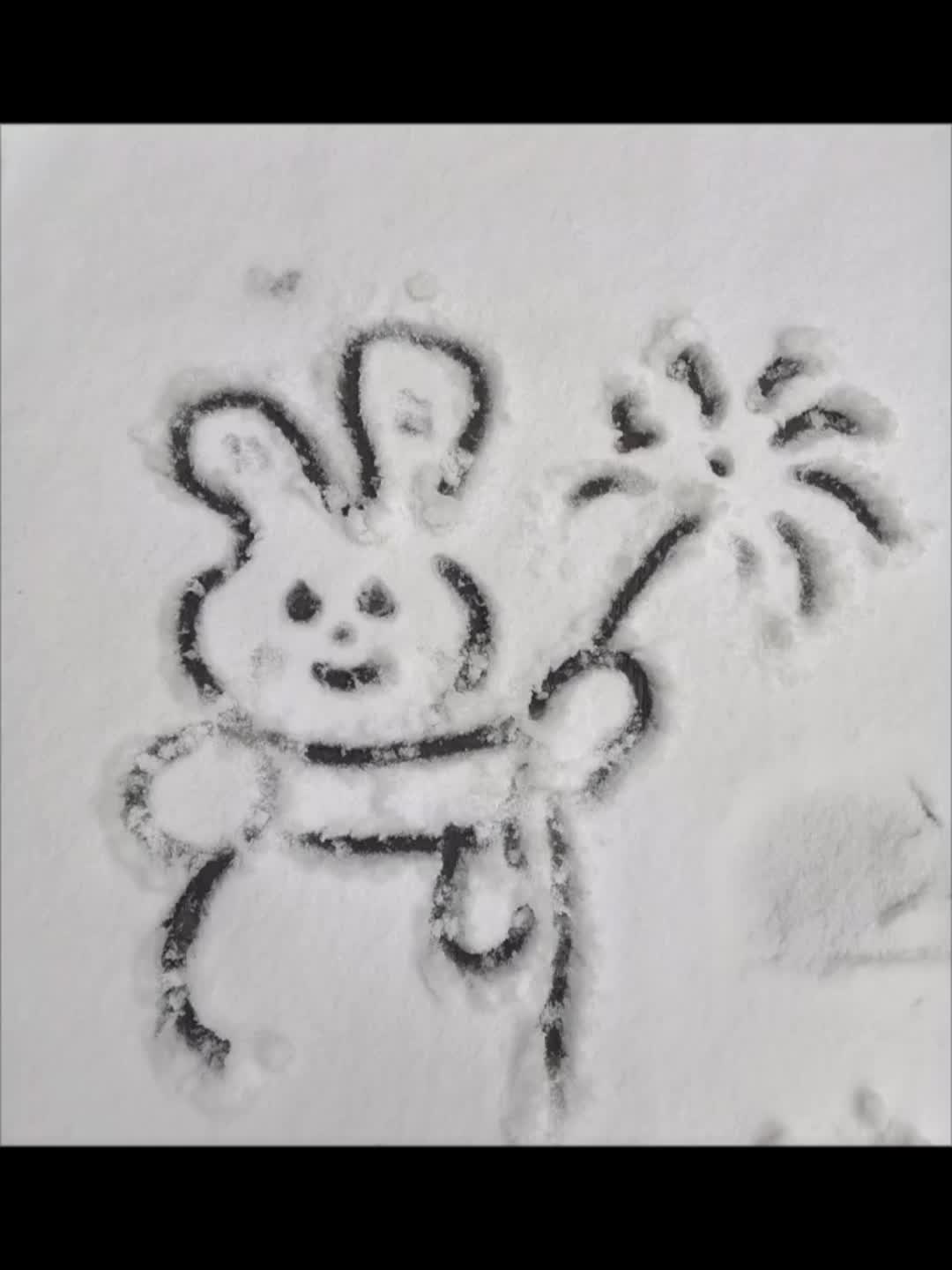 雪地里画画简单图片