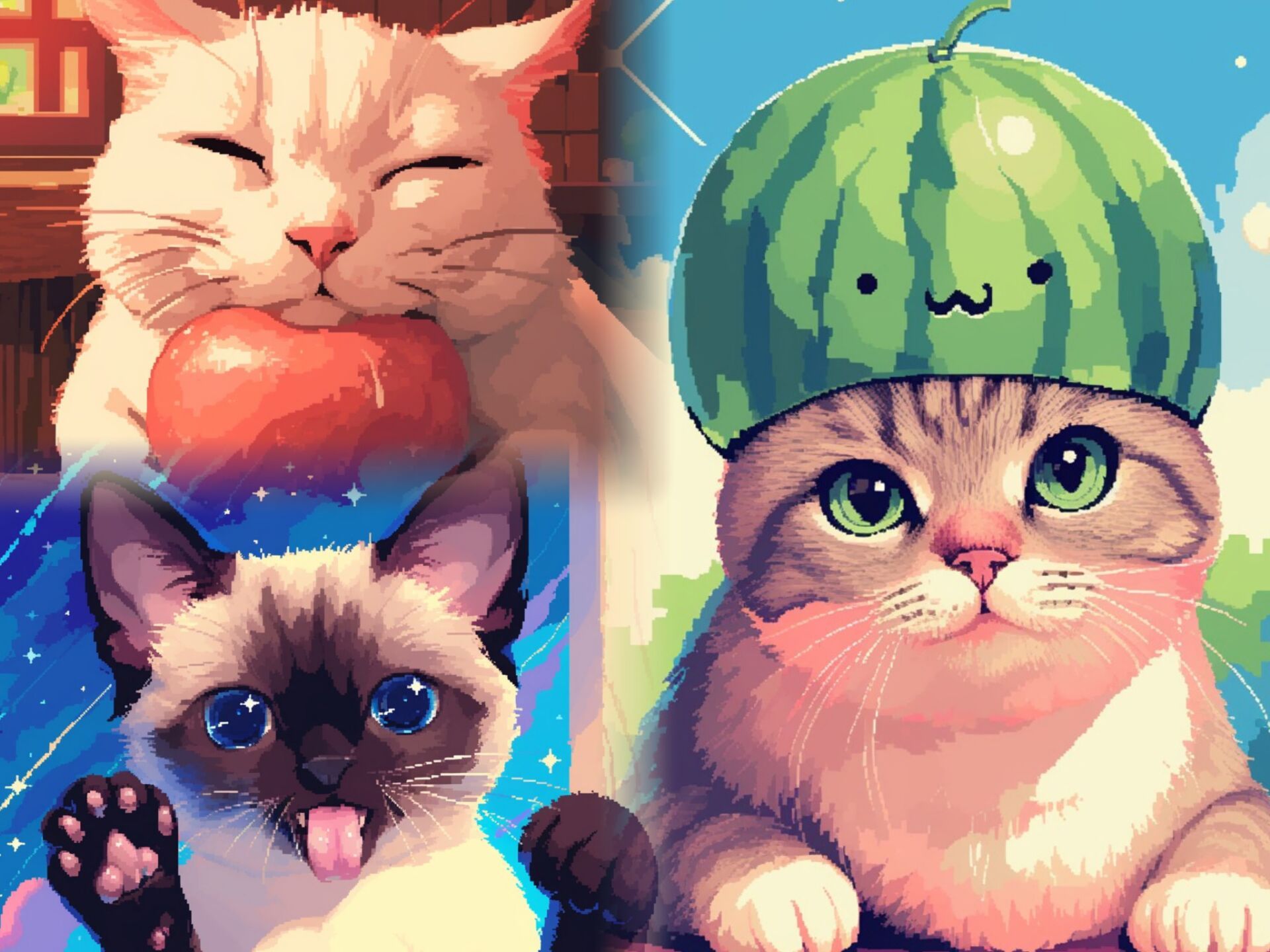 "可爱的猫咪像素画分享给你~"