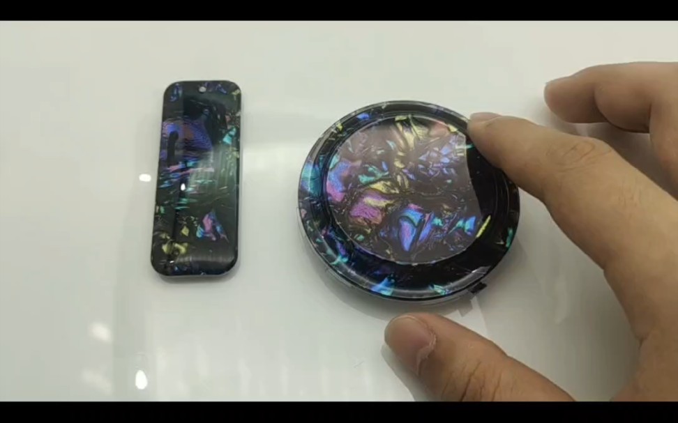 模内注塑iml工艺塑胶外壳装饰件贝壳纹效果,十分适合化妆品包材等产品