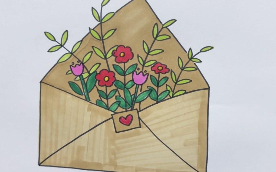 信封花束简笔画