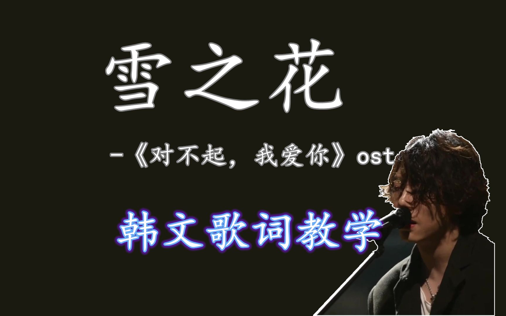 【经典韩剧ost 雪之花】韩语歌曲教学 来自《对不起,我爱你》_哔哩